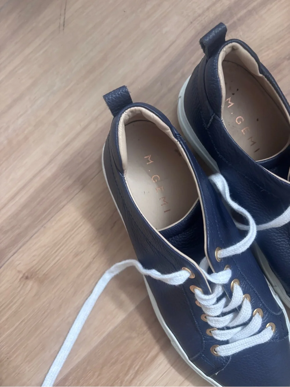 M. Gemi The Palestra Navy Blue Leather Sneakers Size 36.5/ 7